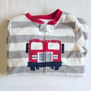 NWOT carter's firetruck fleece zipper footie sleeper pajamas 5T toddler boys